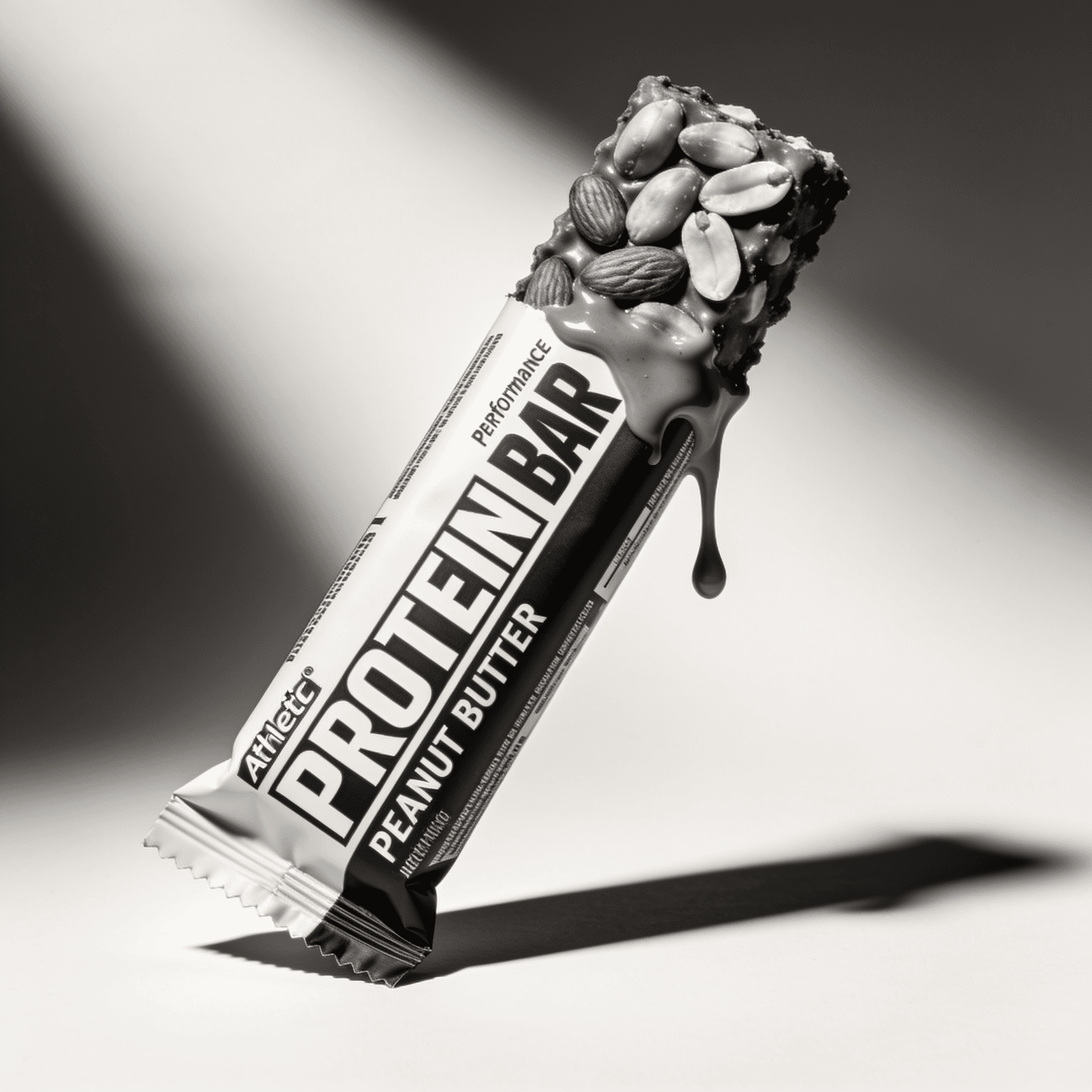 Peanut butter protein bar on a white background